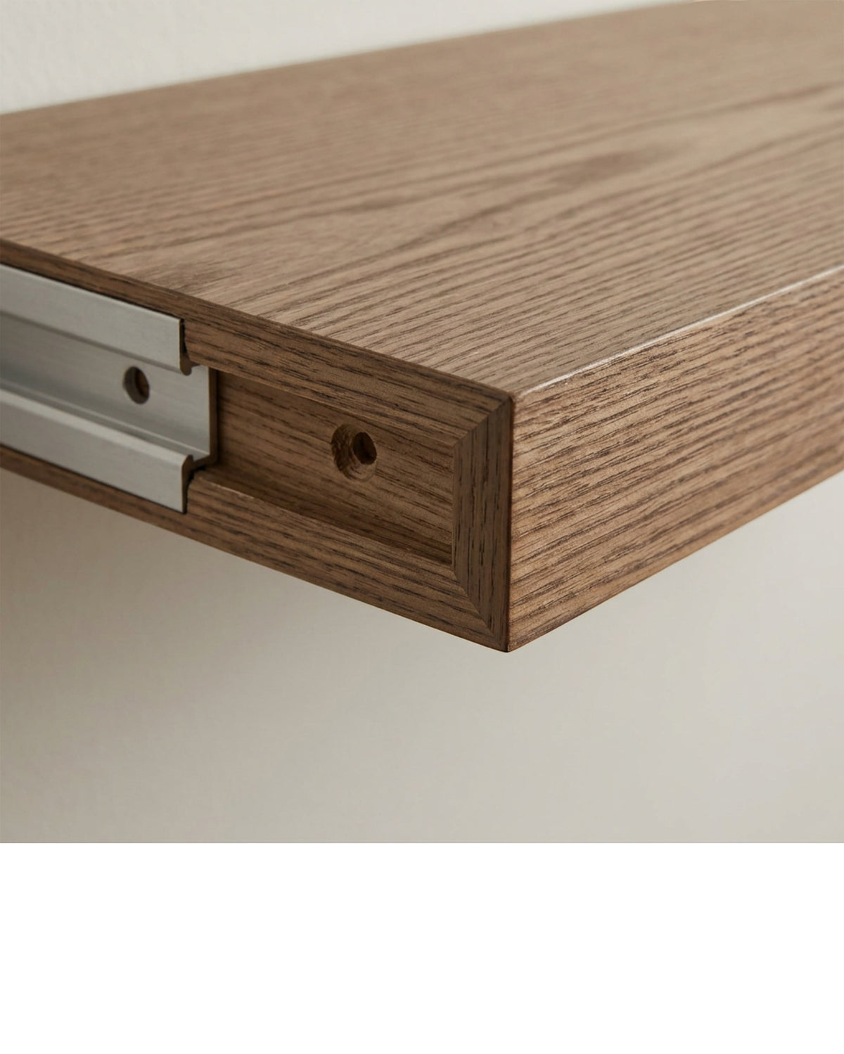 Zmktp Smoked Ash Veneer Floating Shelf Concealed Cleat 75 cm - Detail view