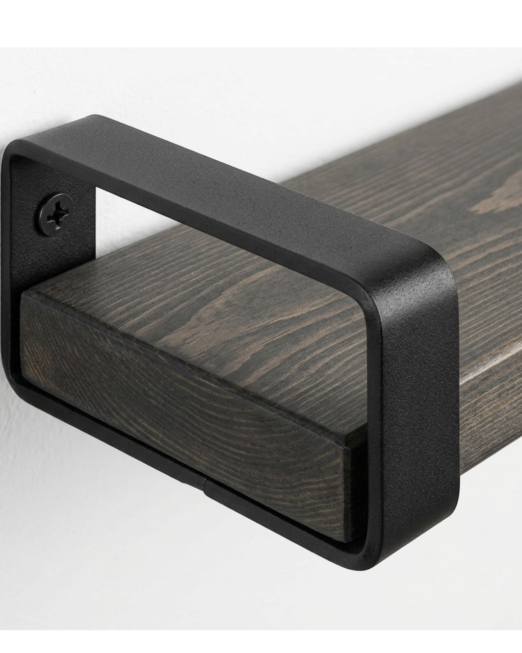 Zmktp Solid Pine Wall Shelf with Two U Brackets Charcoal 90 cm - Detail view