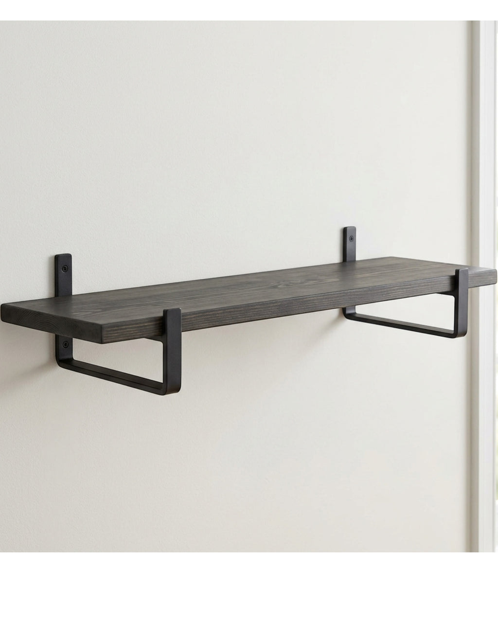 Zmktp Solid Pine Wall Shelf with Two U Brackets Charcoal 90 cm - Lifestyle view