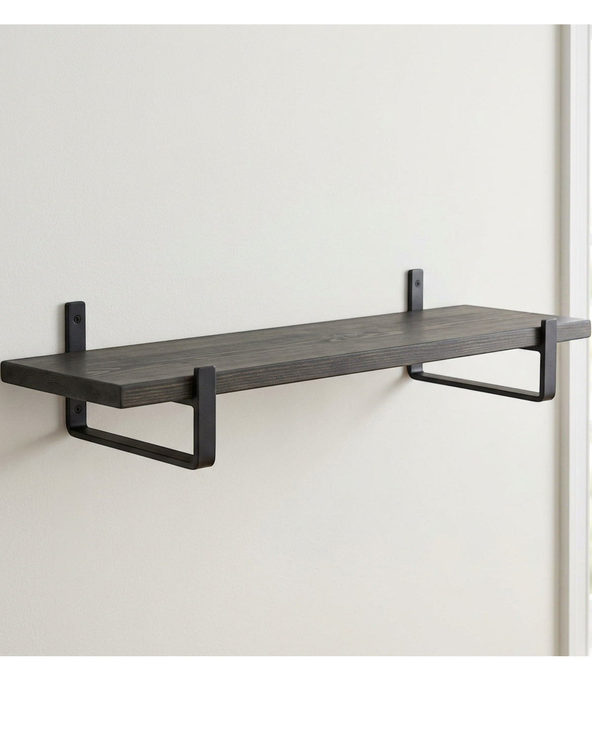 Zmktp Solid Pine Wall Shelf with Two U Brackets Charcoal 90 cm - Lifestyle view